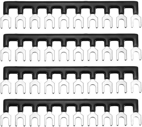 uxcell 600V 20A 10 Positions Terminal Block Barrier Strip Fork Type Pre-Insulated Black 4 Pcs in Saudi Arabia