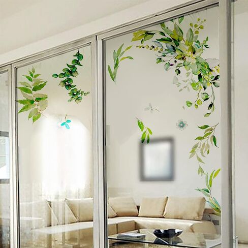 Botanical Leaf Privacy Window Sticker, Removable Static Cling Double-Sided Window Decal for Door Window Panes Glass Decor, Weeds and Flowers in Saudi Arabia