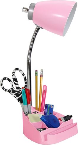 Simple Designs LD1056-WHT Gooseneck Organizer Desk Lamp with iPad/Tablet Stand or Book Holder and USB Port, White in Saudi Arabia