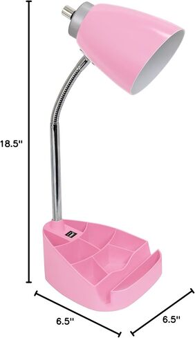 Simple Designs LD1056-WHT Gooseneck Organizer Desk Lamp with iPad/Tablet Stand or Book Holder and USB Port, White in Saudi Arabia