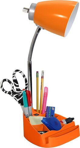 Simple Designs LD1056-WHT Gooseneck Organizer Desk Lamp with iPad/Tablet Stand or Book Holder and USB Port, White in Saudi Arabia