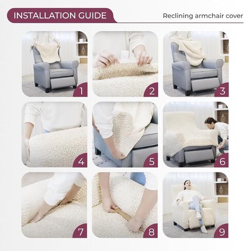 PAULATO BY GA.I.CO. Recliner Sofa Cover - Reclining Couch Slipcover - Soft Polyester Fabric Slipcover - 1-Piece Form Fit Stretch Furniture Protector - Velvet Collection - Grey (Recliner Sofa) in Saudi Arabia