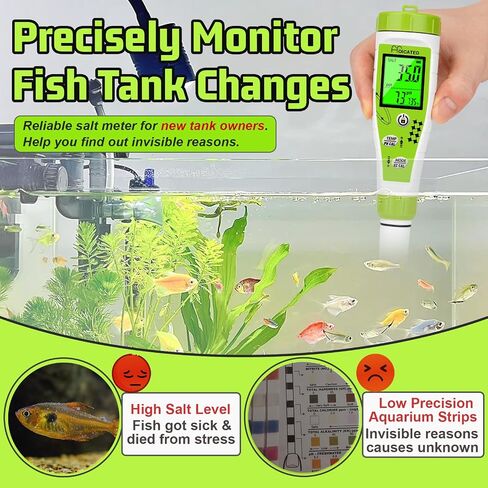 Digital Pool Salt Tester for Swimming Pool Large Simultaneous Screen Salinity pH Meter for Koi Pond Aquarium Fish Tank Hot Tub EC Tester for Indoor Garden Hydroponics Water Quality Tester in Saudi Arabia