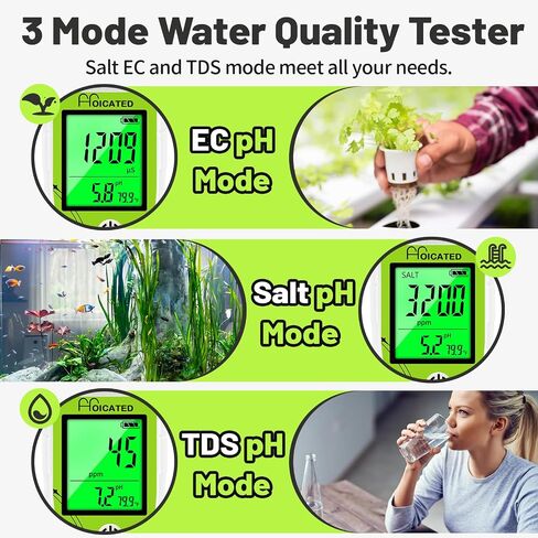Digital Pool Salt Tester for Swimming Pool Large Simultaneous Screen Salinity pH Meter for Koi Pond Aquarium Fish Tank Hot Tub EC Tester for Indoor Garden Hydroponics Water Quality Tester in Saudi Arabia