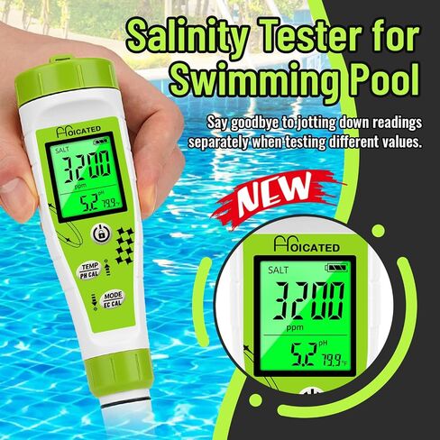 Digital Pool Salt Tester for Swimming Pool Large Simultaneous Screen Salinity pH Meter for Koi Pond Aquarium Fish Tank Hot Tub EC Tester for Indoor Garden Hydroponics Water Quality Tester in Saudi Arabia