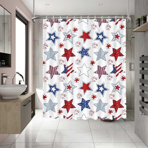 MEHOFOND 4th of July Shower Curtain Independence Day Truck God Bless The USA Shower Curtain for Bathroom American Blue and Red Flag Stars Home Bathtub Decor Fabric Waterproof Shower Curtain 72x72 Inch in Saudi Arabia