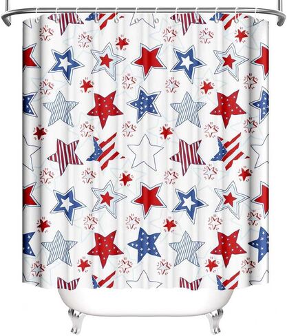 MEHOFOND 4th of July Shower Curtain Independence Day Truck God Bless The USA Shower Curtain for Bathroom American Blue and Red Flag Stars Home Bathtub Decor Fabric Waterproof Shower Curtain 72x72 Inch in Saudi Arabia