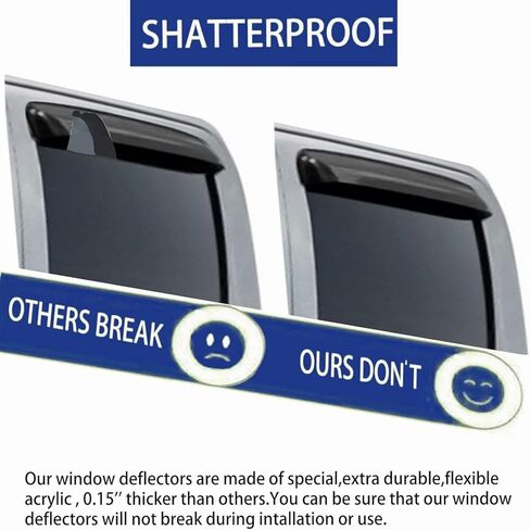 Tape On Side Window Visors Car Rain Guards Shade Window Vent Deflectors for Ford F-150 Super/Extended Cab 2004-2014, 94738 Outside Dark Smoke in Kuwait