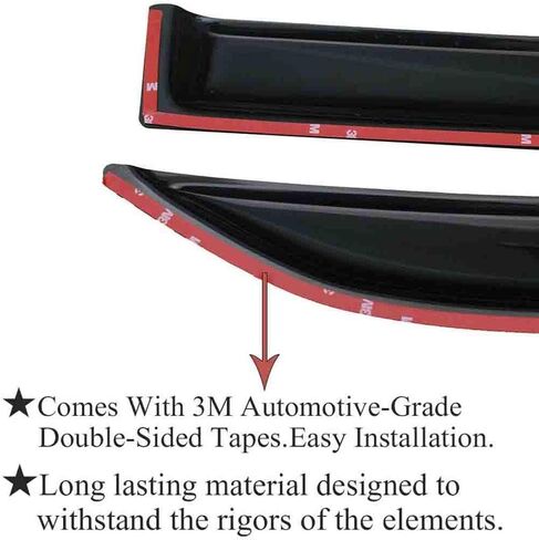 Tape On Side Window Visors Car Rain Guards Shade Window Vent Deflectors for Ford F-150 Super/Extended Cab 2004-2014, 94738 Outside Dark Smoke in Kuwait