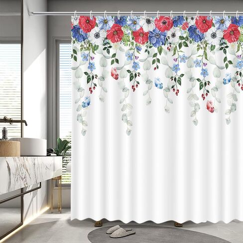 MEHOFOND 4th of July Shower Curtain Independence Day Truck God Bless The USA Shower Curtain for Bathroom American Blue and Red Flag Stars Home Bathtub Decor Fabric Waterproof Shower Curtain 72x72 Inch in Saudi Arabia