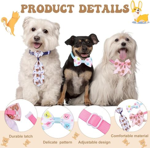 Reginary 100 Pieces Dog Bows Set Include Dog Bows Bow Ties for Dogs Bows, 50 Dog Bow Ties and 50 Dog Neckties for Small Medium Dogs Supply (Rainbow) in Saudi Arabia