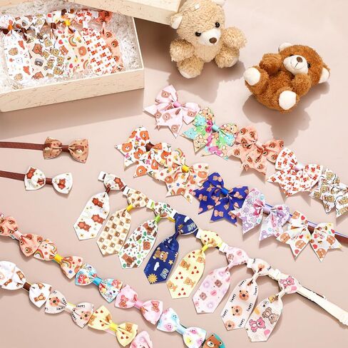 Reginary 100 Pieces Dog Bows Set Include Dog Bows Bow Ties for Dogs Bows, 50 Dog Bow Ties and 50 Dog Neckties for Small Medium Dogs Supply (Rainbow) in Saudi Arabia