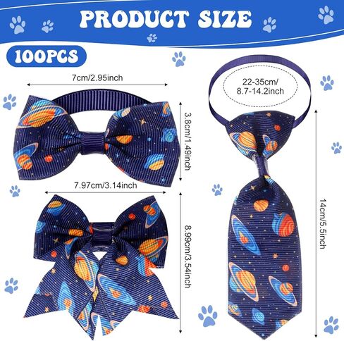 Reginary 100 Pieces Dog Bows Set Include Dog Bows Bow Ties for Dogs Bows, 50 Dog Bow Ties and 50 Dog Neckties for Small Medium Dogs Supply (Rainbow) in Saudi Arabia