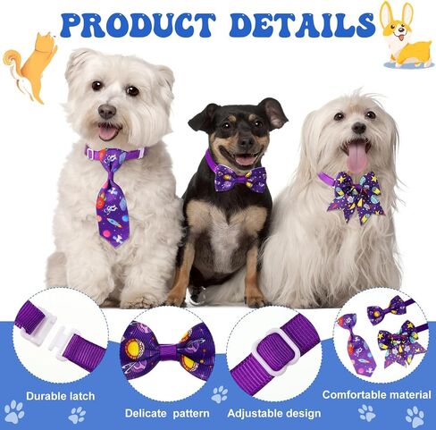 Reginary 100 Pieces Dog Bows Set Include Dog Bows Bow Ties for Dogs Bows, 50 Dog Bow Ties and 50 Dog Neckties for Small Medium Dogs Supply (Rainbow) in Saudi Arabia