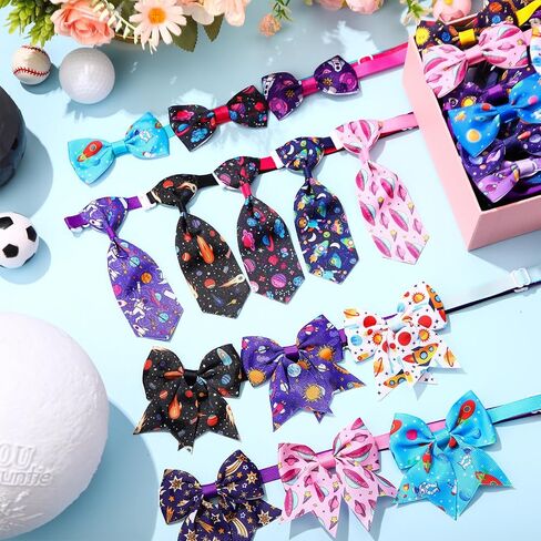 Reginary 100 Pieces Dog Bows Set Include Dog Bows Bow Ties for Dogs Bows, 50 Dog Bow Ties and 50 Dog Neckties for Small Medium Dogs Supply (Rainbow) in Saudi Arabia