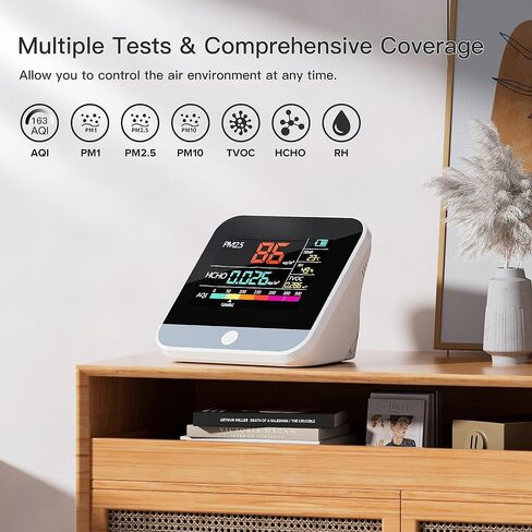 Professional 8-in-1 Indoor Air Quality Monitor -Portable PM2.5/PM10/PM1 Detector with AQI, Temperature, Formaldehyde, Humidity, TVOC, Ideal for Clean Air Monitoring in Confined Spaces in Saudi Arabia