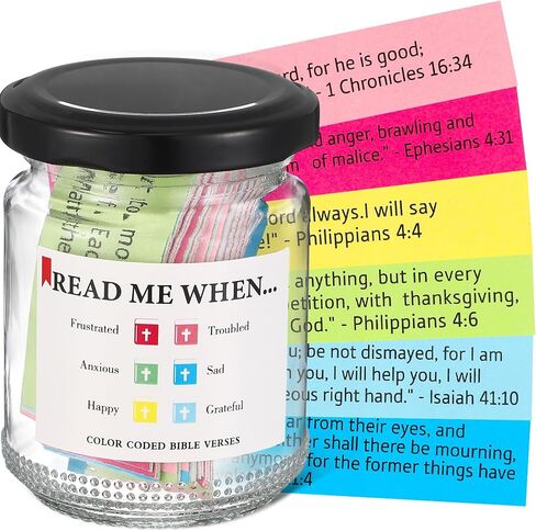 جرة آيات الكتاب المقدس، جرة آيات الكتاب المقدس للعواطف والمشاعر، بطاقات طلب الصلاة، بطاقات الكتاب المقدس لكل جرة، هدية مسيحية هدية كنيسة الكتاب المقدس أو شكرا لك (اقرأني عندما) in Kuwait