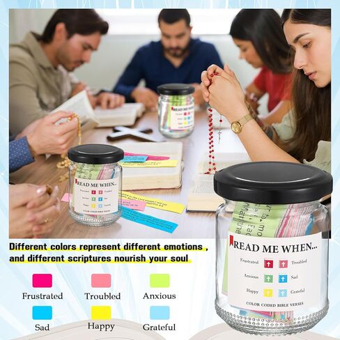 جرة آيات الكتاب المقدس، جرة آيات الكتاب المقدس للعواطف والمشاعر، بطاقات طلب الصلاة، بطاقات الكتاب المقدس لكل جرة، هدية مسيحية هدية كنيسة الكتاب المقدس أو شكرا لك (اقرأني عندما) in Kuwait