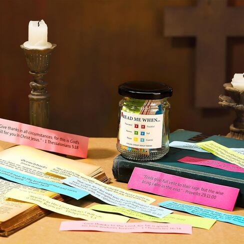 جرة آيات الكتاب المقدس، جرة آيات الكتاب المقدس للعواطف والمشاعر، بطاقات طلب الصلاة، بطاقات الكتاب المقدس لكل جرة، هدية مسيحية هدية كنيسة الكتاب المقدس أو شكرا لك (اقرأني عندما) in Kuwait