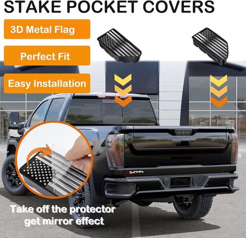Bed Rail Stake Pocket Covers for GMC Chevy Silverado/GMC Sierra 1500(2019-2024), GMC Sierra 3500HD(2020 2021 2022 2023 2024)/2500, Truck Rear Holes Caps Bed Rail Holes Plugs Covers(Black) in Saudi Arabia