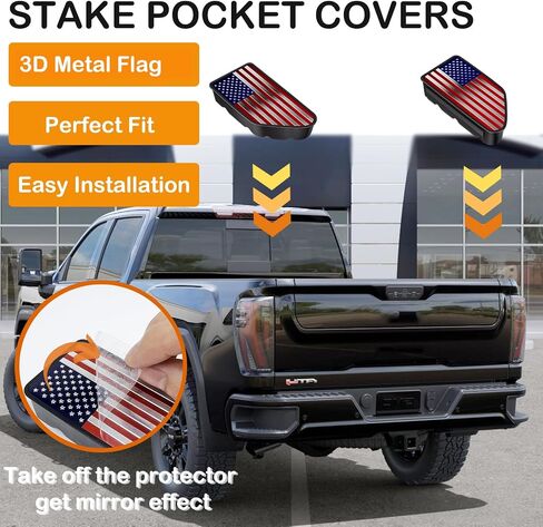 Bed Rail Stake Pocket Covers for GMC Chevy Silverado/GMC Sierra 1500(2019-2024), GMC Sierra 3500HD(2020 2021 2022 2023 2024)/2500, Truck Rear Holes Caps Bed Rail Holes Plugs Covers(Black) in Saudi Arabia