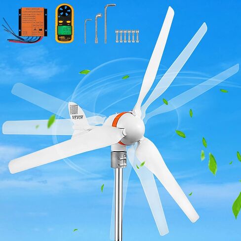 VEVOR Wind Turbine Generator, 12V/24V Wind Turbine Kit, 500W Wind Power Generator with MPPT Controller 5 Blades Auto Adjust Windward Direction Suitable for Terrace, Marine, Motor Home, Chalet, Boat in Saudi Arabia