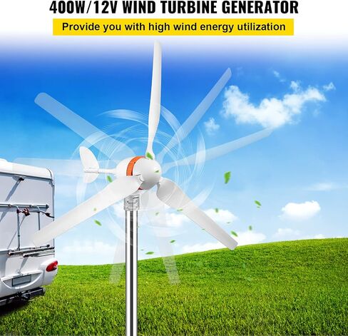 VEVOR Wind Turbine Generator, 12V/24V Wind Turbine Kit, 500W Wind Power Generator with MPPT Controller 5 Blades Auto Adjust Windward Direction Suitable for Terrace, Marine, Motor Home, Chalet, Boat in Saudi Arabia