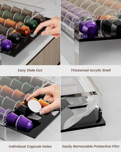 K Cup Holder - Coffee Pod Holder Storage Drawer for Coffee Capsule, Stand for Coffee Maker, Coffee Bar, Kitchen Organizer in Saudi Arabia