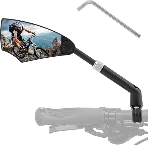 مرآة الدراجة، مرآة مقود مضادة للوهج مع عدسة قابلة للسحب وقابلة للتعديل 360 درجة، مرآة بديلة للرؤية الخلفية اليسرى، مرآة دراجة مقود الدراجة لمقود الدراجة 20-23 مم in Kuwait