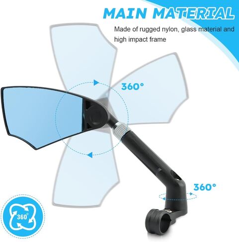 مرآة الدراجة، مرآة مقود مضادة للوهج مع عدسة قابلة للسحب وقابلة للتعديل 360 درجة، مرآة بديلة للرؤية الخلفية اليسرى، مرآة دراجة مقود الدراجة لمقود الدراجة 20-23 مم in Kuwait