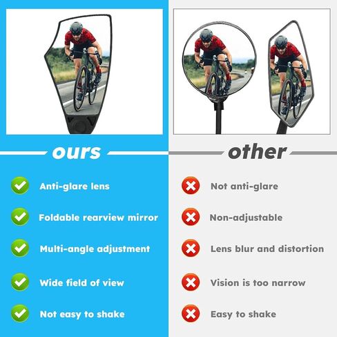 مرآة الدراجة، مرآة مقود مضادة للوهج مع عدسة قابلة للسحب وقابلة للتعديل 360 درجة، مرآة بديلة للرؤية الخلفية اليسرى، مرآة دراجة مقود الدراجة لمقود الدراجة 20-23 مم in Kuwait