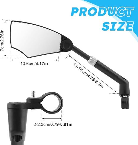 مرآة الدراجة، مرآة مقود مضادة للوهج مع عدسة قابلة للسحب وقابلة للتعديل 360 درجة، مرآة بديلة للرؤية الخلفية اليسرى، مرآة دراجة مقود الدراجة لمقود الدراجة 20-23 مم in Kuwait