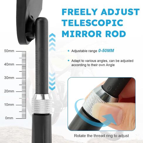 مرآة الدراجة، مرآة مقود مضادة للوهج مع عدسة قابلة للسحب وقابلة للتعديل 360 درجة، مرآة بديلة للرؤية الخلفية اليسرى، مرآة دراجة مقود الدراجة لمقود الدراجة 20-23 مم in Kuwait