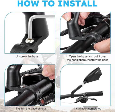 مرآة الدراجة، مرآة مقود مضادة للوهج مع عدسة قابلة للسحب وقابلة للتعديل 360 درجة، مرآة بديلة للرؤية الخلفية اليسرى، مرآة دراجة مقود الدراجة لمقود الدراجة 20-23 مم in Kuwait