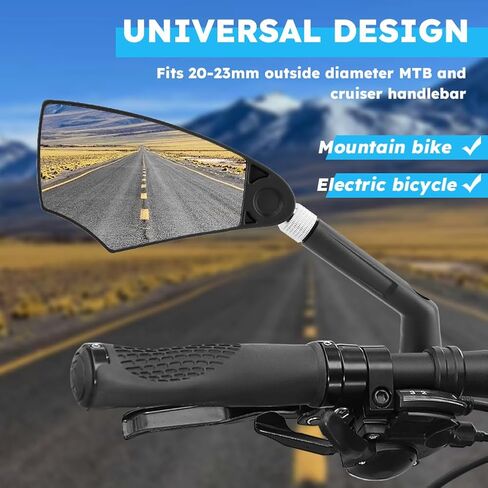 مرآة الدراجة، مرآة مقود مضادة للوهج مع عدسة قابلة للسحب وقابلة للتعديل 360 درجة، مرآة بديلة للرؤية الخلفية اليسرى، مرآة دراجة مقود الدراجة لمقود الدراجة 20-23 مم in Kuwait