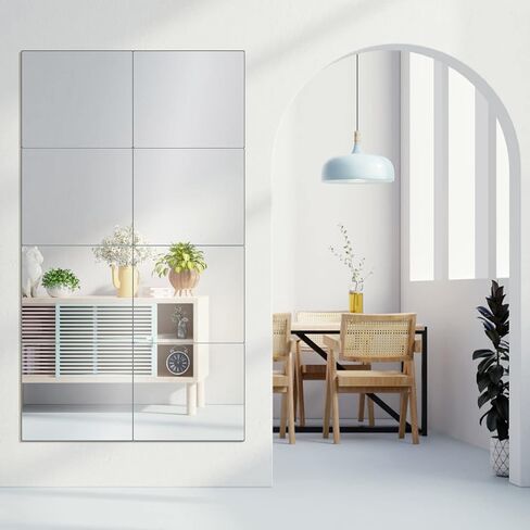 Mirror Tiles Home, 10'' x 12'' Frameless Wall Mounted Mirror(8Pcs), Glass Wall Mirror for Home Gym, Door, Bedroom, Living Room in Saudi Arabia