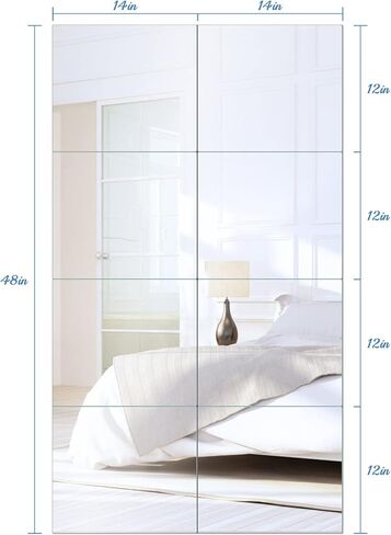 Mirror Tiles Home, 10'' x 12'' Frameless Wall Mounted Mirror(8Pcs), Glass Wall Mirror for Home Gym, Door, Bedroom, Living Room in Saudi Arabia