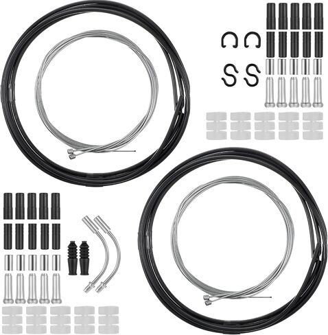 62pcs Bike Brake Cable Kit, Bicycle Shift Derailleur Cable Housing with End Caps, V Brake Noodle Cable, C-Clip, S-Hooks in Saudi Arabia