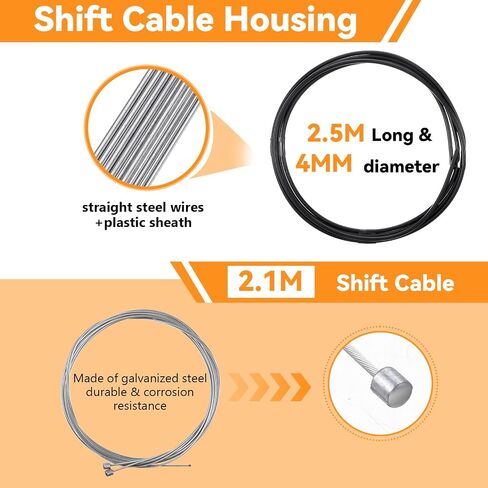 62pcs Bike Brake Cable Kit, Bicycle Shift Derailleur Cable Housing with End Caps, V Brake Noodle Cable, C-Clip, S-Hooks in Saudi Arabia