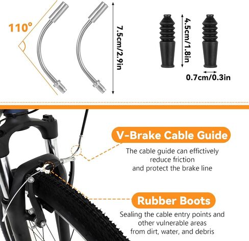 62pcs Bike Brake Cable Kit, Bicycle Shift Derailleur Cable Housing with End Caps, V Brake Noodle Cable, C-Clip, S-Hooks in Saudi Arabia