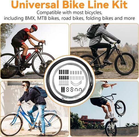 62pcs Bike Brake Cable Kit, Bicycle Shift Derailleur Cable Housing with End Caps, V Brake Noodle Cable, C-Clip, S-Hooks in Saudi Arabia