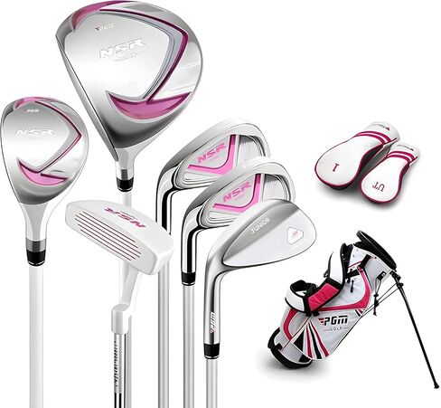 PGM Junior Golf Club، NSR Golf Clubs مجموعة كاملة لليد اليسرى للأطفال، 6 قطع من نوادي الجولف للشباب مع حقيبة حامل و2 غطاء للرأس للأولاد والبنات in Kuwait