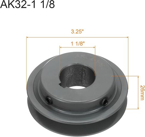 uxcell AK32-1 1/8 V-Belt Sheave 1 1/8"Bore 3.25"OD Single Groove Web Sheave Bored-to-Size Sheave, Cast Iron, Belt Section for 4L or A Belt in Saudi Arabia