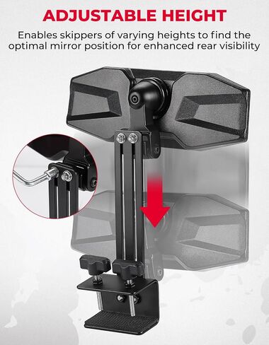 KEMIMOTO Boat Rear View Mirror, Height-Adjustment Marine Mirror,4.5"x8" 360°Adjustable Extra Large Ski Mirror for Boat Ski Boat Water Skiing Fishing in Saudi Arabia