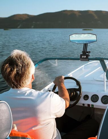 KEMIMOTO Boat Rear View Mirror, Height-Adjustment Marine Mirror,4.5"x8" 360°Adjustable Extra Large Ski Mirror for Boat Ski Boat Water Skiing Fishing in Saudi Arabia