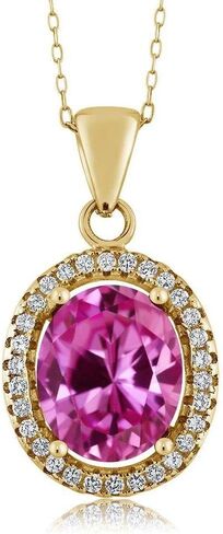 Gem Stone King 18K Yellow Gold Plated Silver White Simulated Opal Pendant Necklace for Women | 2.40 Cttw | Oval Cabochon 11X9MM | With 18 Inch Chain in Saudi Arabia
