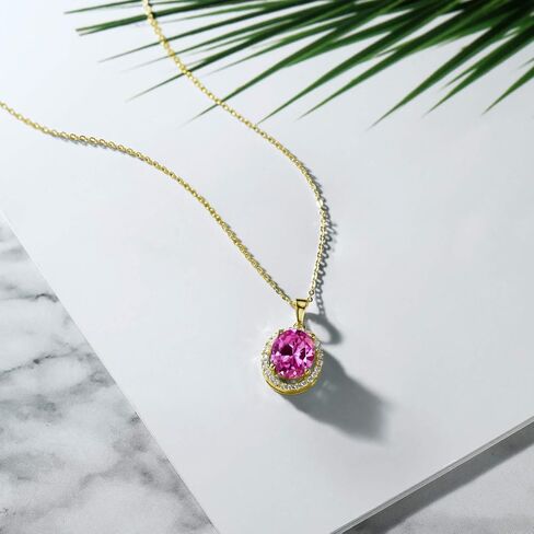 Gem Stone King 18K Yellow Gold Plated Silver White Simulated Opal Pendant Necklace for Women | 2.40 Cttw | Oval Cabochon 11X9MM | With 18 Inch Chain in Saudi Arabia