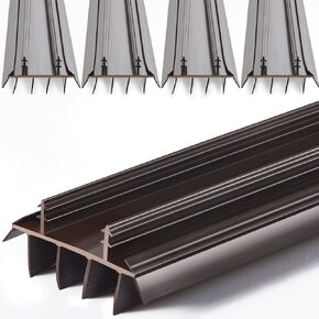 4 Pcs 32" Long 1 3/4" Wide Replacement Door Bottom with Vinyl Fins Door Threshold Seal Bottom of Door Weatherstrip Kerf Weather Stripping for Doors, Brown