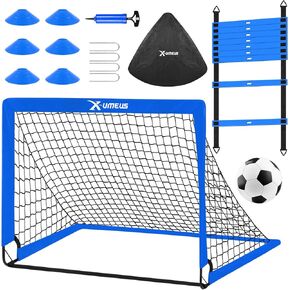 Soccer Goals for Backyard, 4x3 ft Pop Up Soccer Goal Training Equipment with Soccer Ball, Agility Ladder and Cones, Portable Soccer Nets for Backyard for Youth Outdoor Sports Games
