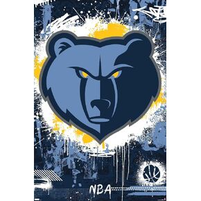 Trends International NBA Memphis Grizzlies - Maximalist Logo 23 Wall Poster, 22.37" x 34.00", Black Framed Version